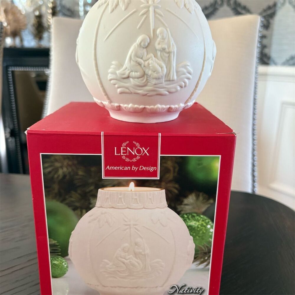 Lenox Nativity Votive‎ Candle Holder White Porcelain Christmas Decor